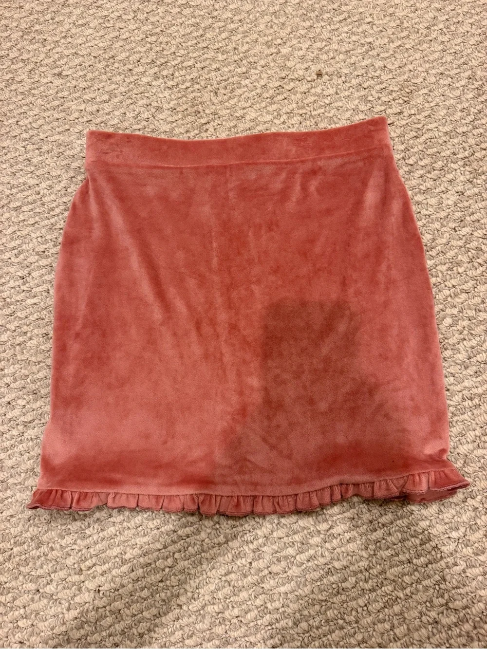 Altar'd State Dusty Rose Velvet Mini Skirt with Ruffle Hem